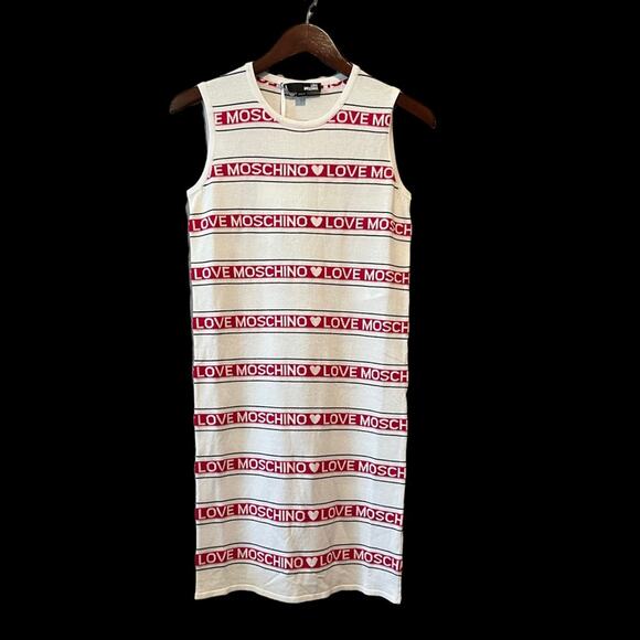 Love Moschino NWT Abito Logo Stripe Sleeveless Dress size 6 - Picture 4 of 15
